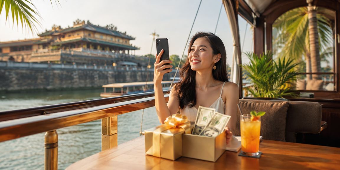 Khung cảnh casino di động với môi trường cà phê tại Huế